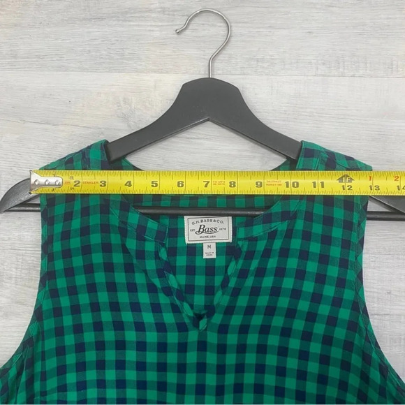 G.H. Bass & Co Women's M Plaid Summer Tank Top Green 100% Viscose - Picture 10 of 15